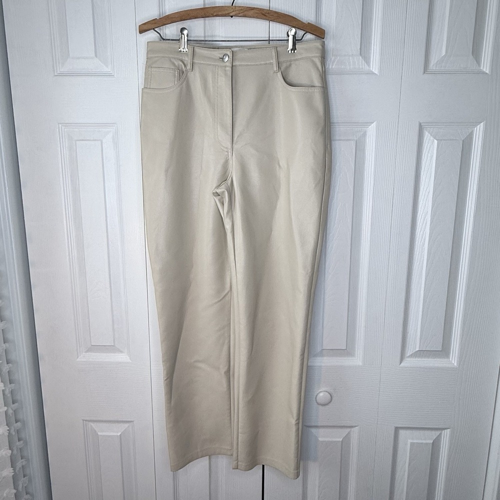 ARITZIA WILFRED Women's Size 10 Pant In Ivory High-Waisted‎ Vegan Leather